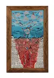Only Two Routes Out by Howard Finster, 1989, mixed media on board, sold Oct 2023