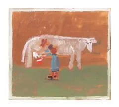 Milking Cow by Jimmy Lee Sudduth, oil on panel, sold Oct 2023