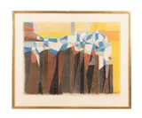 City on the Rock by Herbert Bayer, 1957, pastel on velvet textured paper, sold Oct 2023