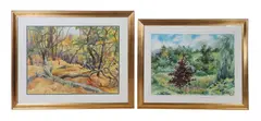 (2) Delaware Landscape Paintings "Exuberant Color" and "Red Maple by E. Jean Lanyon, watercolor on paper, sold Oct 2025