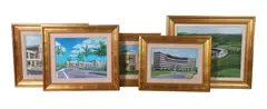 (5) Paintings of Corporate Buildings by William Beebe, oil on canvas and oil on panel, sold Oct 2025