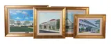 (4) Paintings of Corporate Buildings by William Beebe, oil on canvas and oil on panel, sold Oct 2025