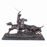 The Herd Quitter by Inspired by Charles Marion Russell, 1998, bronze sculpture, sold Aug 2022