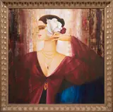 Femme avec Une Fleur by Philippe Augé, oil on canvas, sold Aug 2022