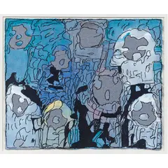 Untitled by Donald Mitchell, mixed media on paper, sold Sep 2022