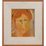 Portrait by Victor Moscoso, 1960, oil on canvas, sold Sep 2022