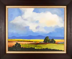 Landscape with Expansive Sky by Carla Bosch, oil on board, sold Mar 2024