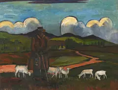 Laubser (South Africa by María Magdalena, oil on canvas mounted on board, sold Mar 2024