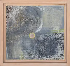 What by Pat Adams, Mixed Media with Acrylic and Eggshell on Paper Mounted on Canvas, sold Jul 2024