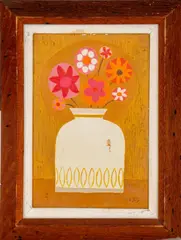 Floral Still Life by Mary Lou Hofsoos, Oil on Masonite, sold Jul 2024