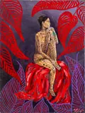 Nude Female Seated on Flower by Paul Colt, 2015, Acrylic on Canvas Board, sold Jul 2024