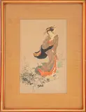 Beauty in Autumn Suburbs by Teisai Hokuba, Woodblock on Paper, sold Jul 2024