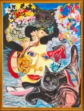 The Kitty Games by Eva Bouzard-Hui, 1986, Oil on Canvas, sold Jul 2024