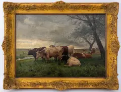 Cows in Landscape by Otto Weber, Oil on Canvas, sold Jul 2024