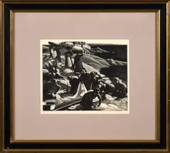 Untitled by Clare Leighton, ink woodcut print, sold Jul 2024