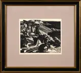 Untitled by Clare Leighton, ink woodcut print, sold Jul 2024