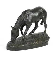 Untitled by Emile Gaulard, bronze sculpture of a grazing horse, sold Jul 2024