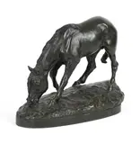 Untitled by Emile Gaulard, bronze sculpture of a grazing horse, sold Jul 2024