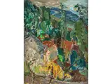 Stadtansicht mit Zypressen und Häusern by Chaïm Soutine, oil on canvas, sold Jun 2019