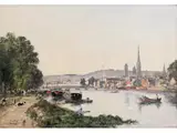 Rouen, vue Prise du Cours la Reine, le Soir by Eugène Boudin, oil on canvas, sold Mar 2022