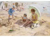 Spielende Kinder am Strand von Katwijk by Jan Zoetelief Tromp, oil on canvas, offered Mar 2026