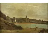 Une Ville au Bord de la mer (bretagne) by Jean-Baptiste Camille Corot, oil on panel, sold Jul 2020