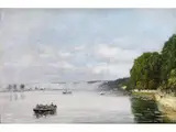 Chaudebec-en-caux, Bateaux sur la Seine by Eugène Boudin, oil on canvas, offered Dec 2022