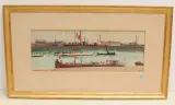 Lastkähne auf der Seine (recto u by Rudolf Zender, oil on board, sold Sep 2022