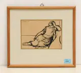 Sitzende Frau by Paul Charles Reynold Barraud, 1925, ink, sold Sep 2022