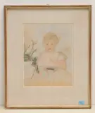 Kind Suppe essend by Ernst Morgenthaler, mixed media, sold Sep 2022