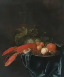 Stillleben mit Hummer, Kelchglas und Früchten by Johannes Borman, oil on canvas, offered Jun 2022
