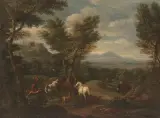 Umkreis Der Hirt versucht ein aufgeregtes Pferd zu beruhigen by Pieter van Bloemen, oil on canvas, offered Jun 2022