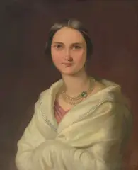 Portrait einer jungen Frau by Apollon Nikolaevich Mokritsky, 1842, oil on canvas, sold Jun 2022