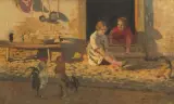Zwei Bauernmädchen by Eugenio Spreafico, oil on panel, offered Jun 2022