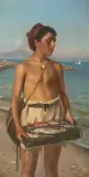 Neapolitanischer Fischverkäufer by Augusto Moriani, oil on canvas, sold Jun 2022
