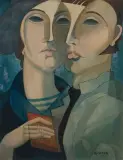 Zwei Gesichter by Aurel Richter, mixed media, offered Jun 2022