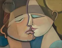 Die Liebenden by Aurel Richter, oil on canvas, sold Jun 2022