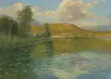 Muzzanersee by Gioachimo Galbusera, oil on canvas, sold Jun 2022