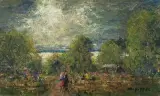 Biergarten by Otto Eduard Pippel, oil on board, offered Jun 2022