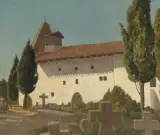 Eglise d'Arbonne by Ramiro Arrue, oil on board, sold Jun 2022