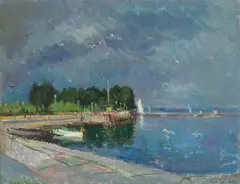 Balatonföldvár by István Boldizsár, 1966, oil on canvas, offered Jun 2022