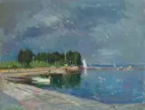 Balatonföldvár by István Boldizsár, 1966, oil on canvas, offered Jun 2022