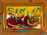 Zwei Äpfel by Mario Schifano, acrylic, sold Jun 2022
