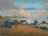 Bretonische Küstenlandschaft by Mathurin Janssaud, pastel, sold Jun 2022