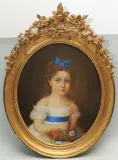 Portrait eines Mädchens mit Blumenkorb by M. Schwartzmann, pastel, sold Jun 2022
