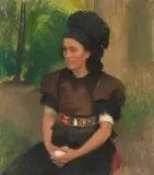 Sitzende Frau in Tracht by Ágost Benkhard, 1930, oil on canvas, sold Jun 2022
