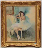 Danseuse à sa toilette by Lucien-Henri Grandgérard, 1959, oil, sold Jun 2022