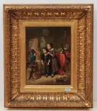 Zwei Mädchen im Dachgeschoss by Francois Louis Lanfant de Metz, 1855, oil on panel, sold Jun 2022
