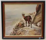 Gämsen im Hochgebirge by Wilhelm Lorenz, oil on canvas, offered Jun 2022