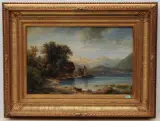 Oberhofen am Thunersee by Adolf Mosengel, oil on canvas, sold Jun 2022